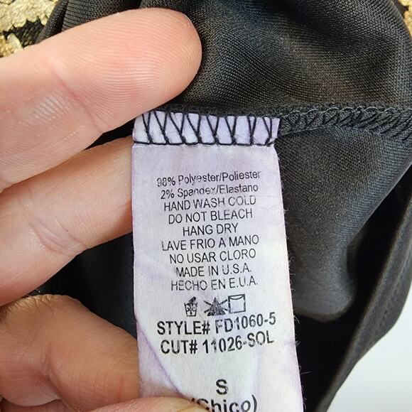 Vintage Y2K Gold Lace Banded Mini Dress Size S Bodycon Sleeveless Evening Glam - Picture 14 of 14